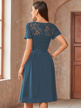 MIUSOL Contrast Floral Lace Chiffon Cocktail Party Swing Dress,Wedding Event Dress